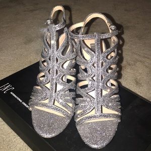 Silver prom heels